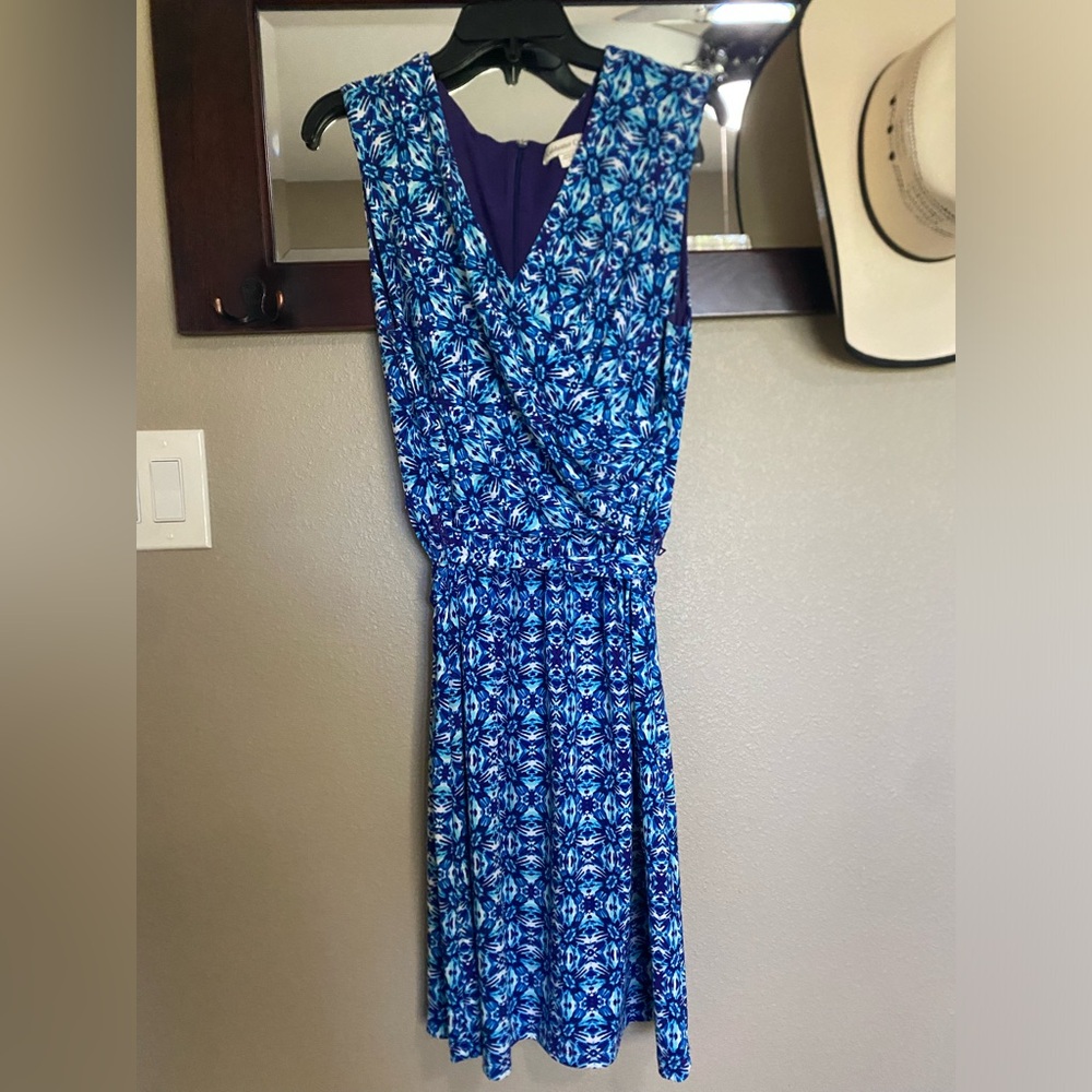 Coldwater Creek Blue Patterned Sleeveless Dress